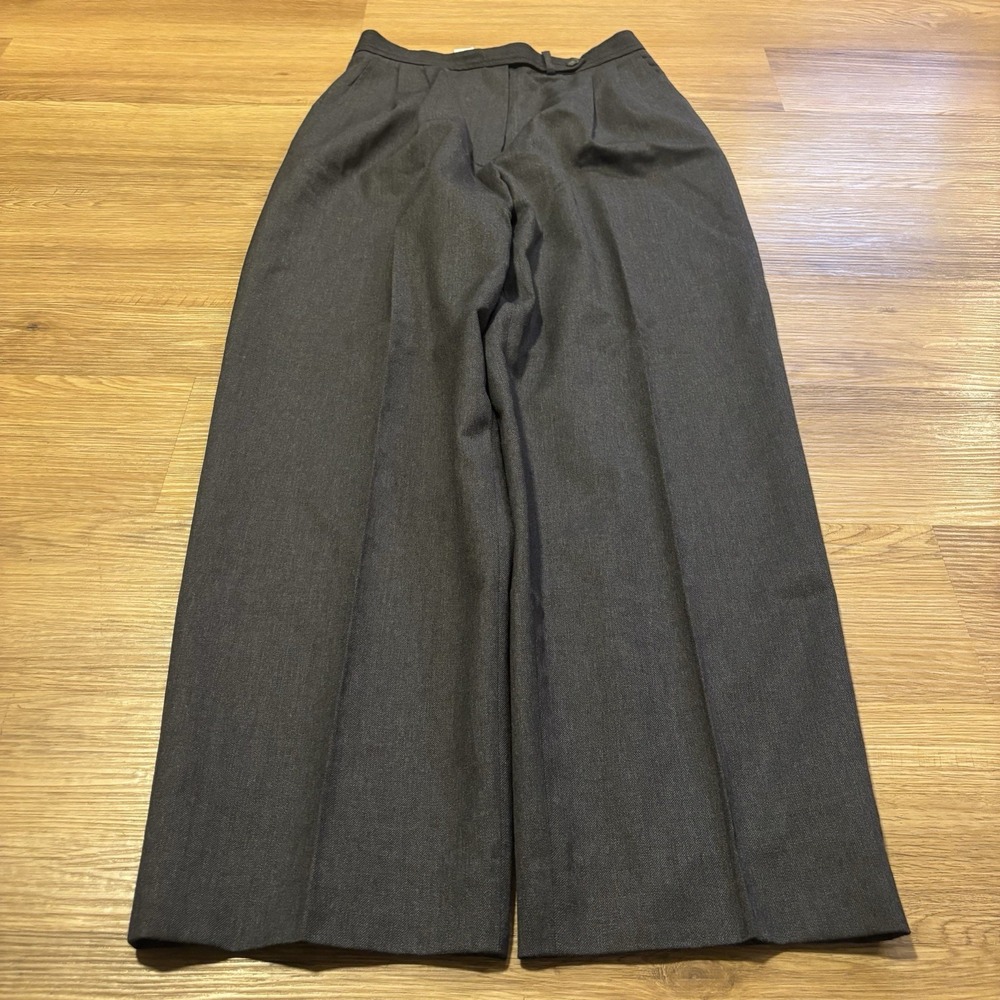 VTG 70s Pendleton Wool Trousers Womens 8 Charcoal Straight Wide Leg Pleated USA